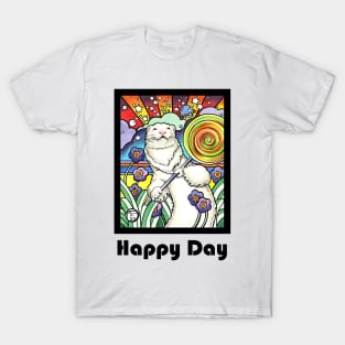 Cosmic Lollipop Ferret - Happy Day - Black Outlined Version T-Shirt